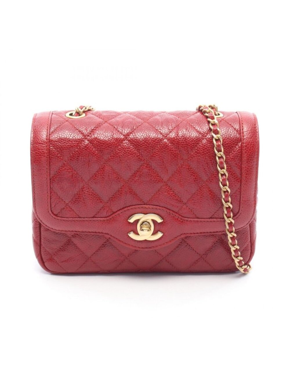 Chanel Shoulder Bag Mini Quilted Red Leather Chain